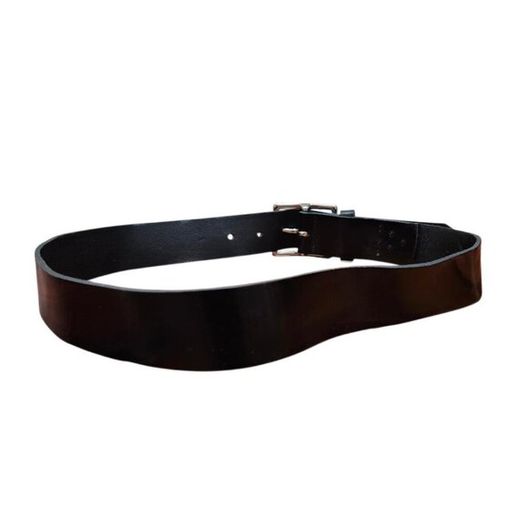 ZAPA Paris Black Leather Belt Size 80 / 32 Made in France Silver Buckle main image 8